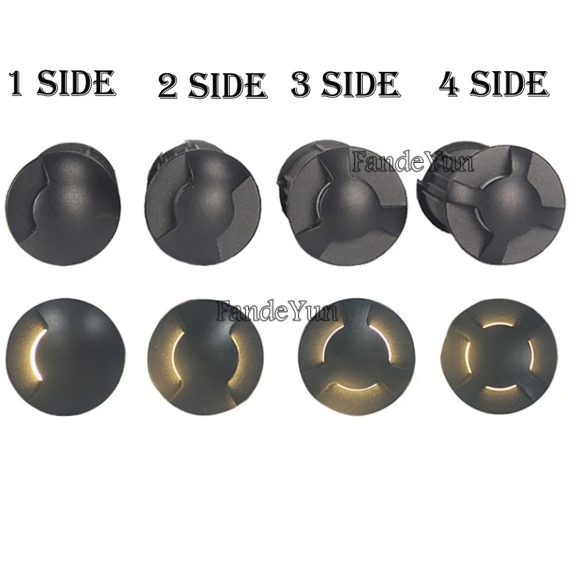3W 5W LED buried IP67 AC110V220V DC12V Outdoor Recessed Deck Light 1/2/3/4 side view Underground Lamp Sidewalk Lighting