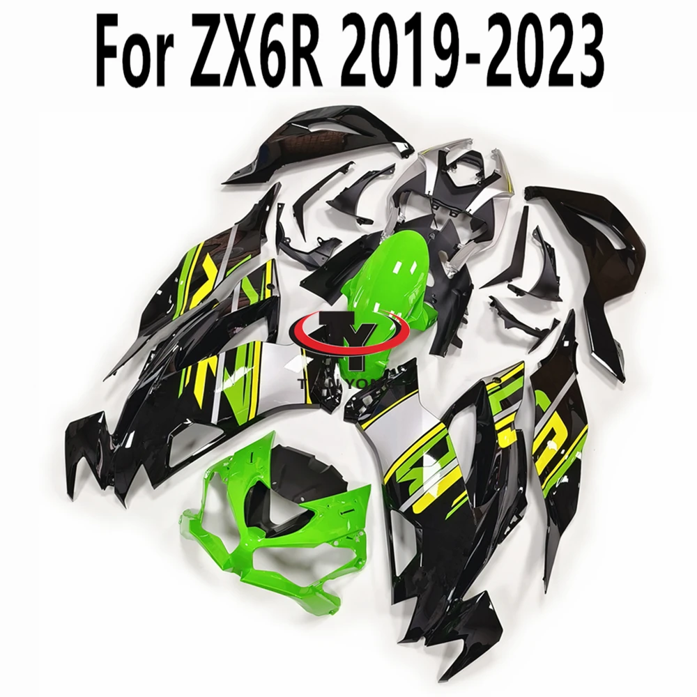 

Новинка 2019 полный комплект обтекателей с зеленым и желтым принтом для Kawasaki ZX6R ZX 6R 636 2020-2021-2022-2023 Инжекция для капота кузова