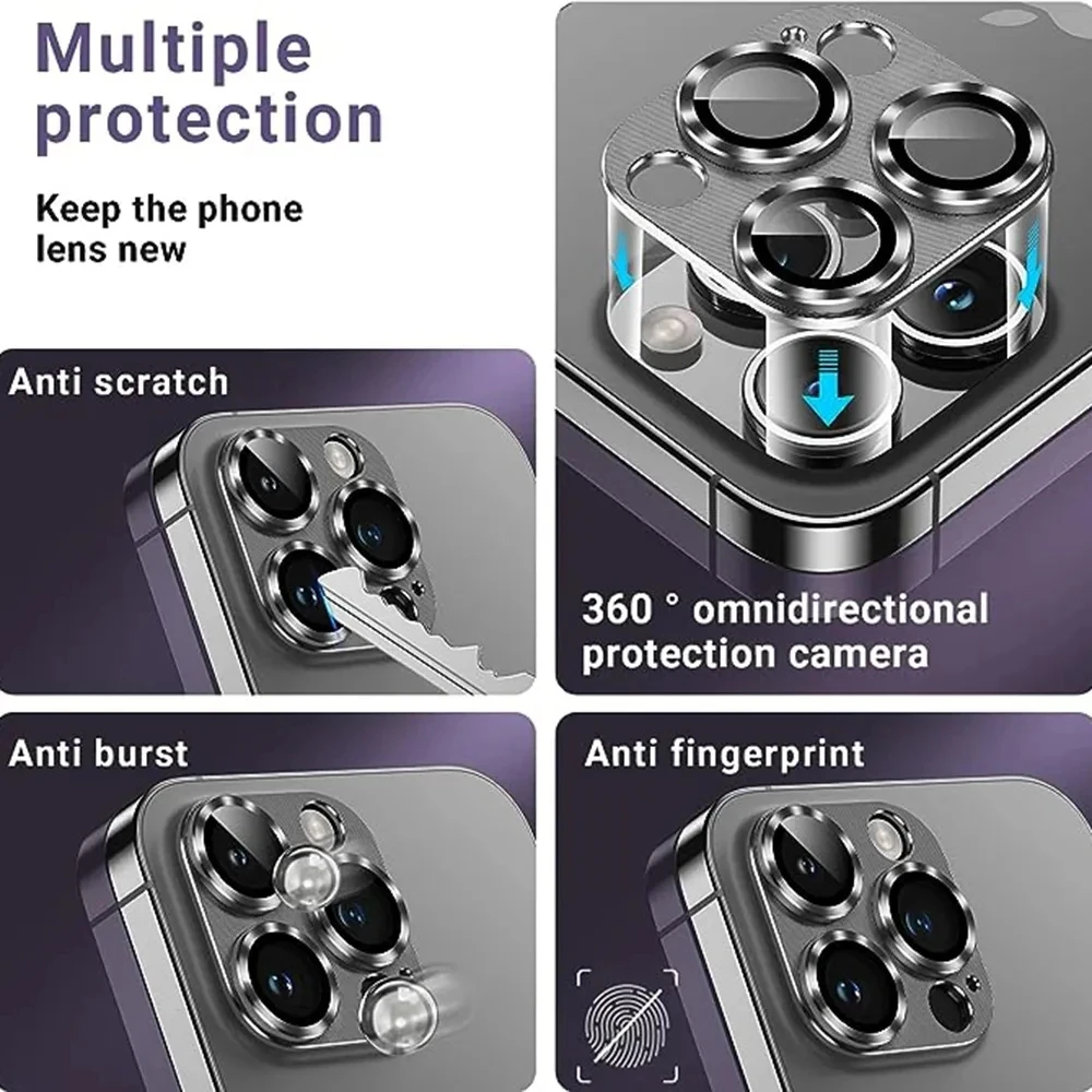 Enhanced Full Cover Metal Camera Lens Protector with Tempered Glass