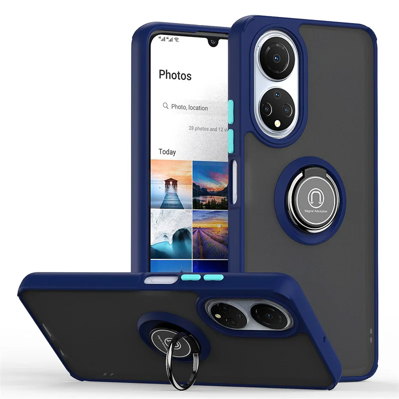 Shockproof Armor Magnetic Holder Ring Case - Durable Hard PC Back Cover