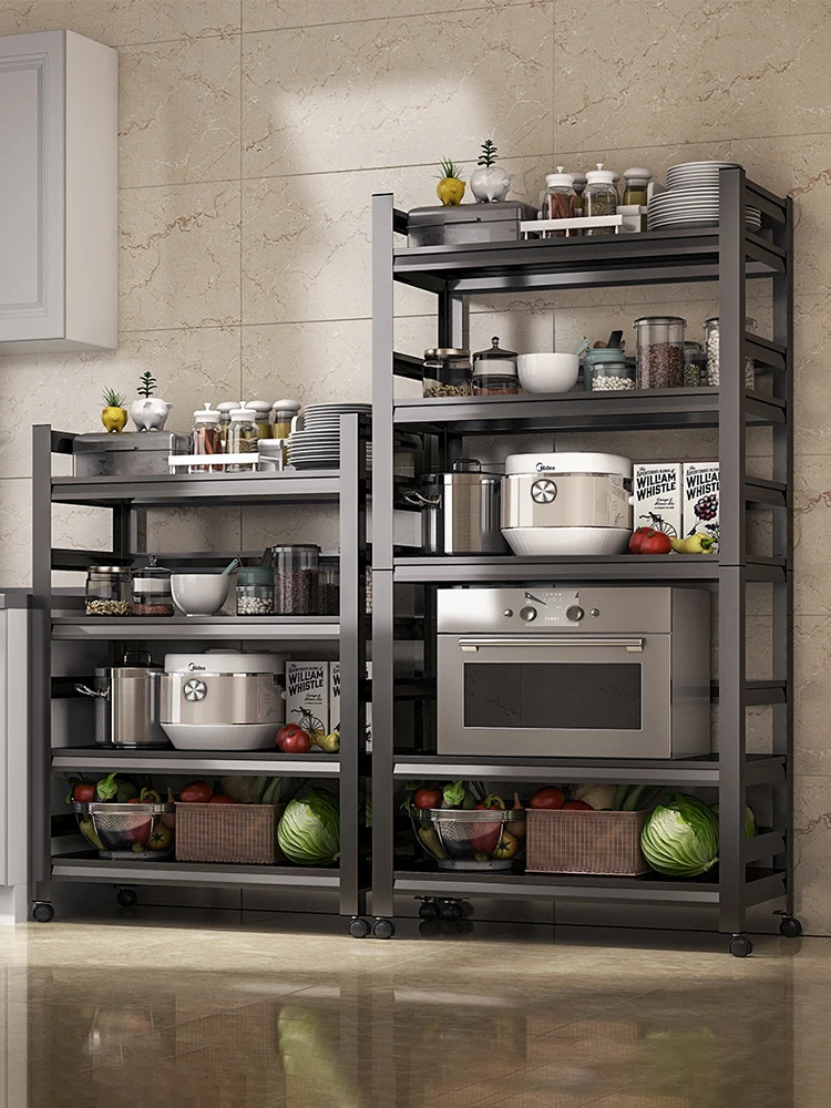 

RUONDMAM Removable Multi story Kitchen Shelves Floor to Floor Cabinets Multifunctional Microwave Oven Pot Shelves Storage