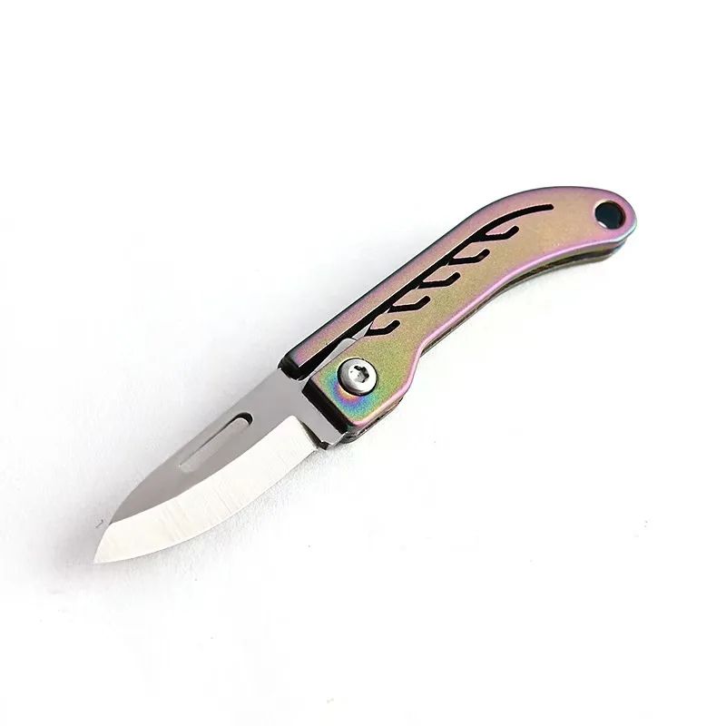 Titanium Alloy Mini Folding Knife Made of High Hardness Steel for Quick Opening, Portability, and Strong Practicality 6