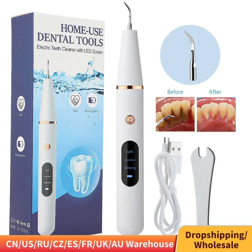 

Ultrasonic Dental Scaler For Teeth Tartar Stain Tooth Calculus Remover Electric Sonic Teeth Plaque Cleaner Dental Stone Removal