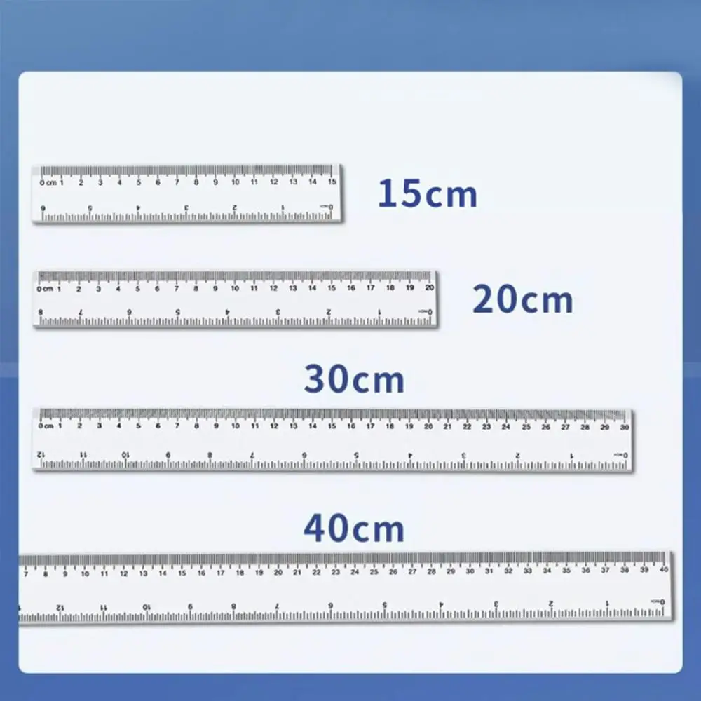 Drawing Tool 15cm 20cm 30cm 40cm Straight Ruler Multifunction Transparent Measuring Ruler Plastic Drawing School