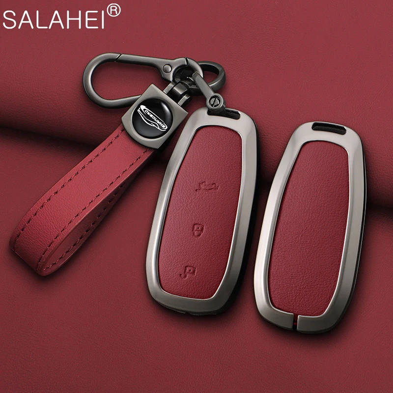 

Alloy Leather Car Smart Remote Key Fob Case Cover Shell Bag For Leading Ideal LiXiang Li One L9 2022 Auto Keychain Accessories