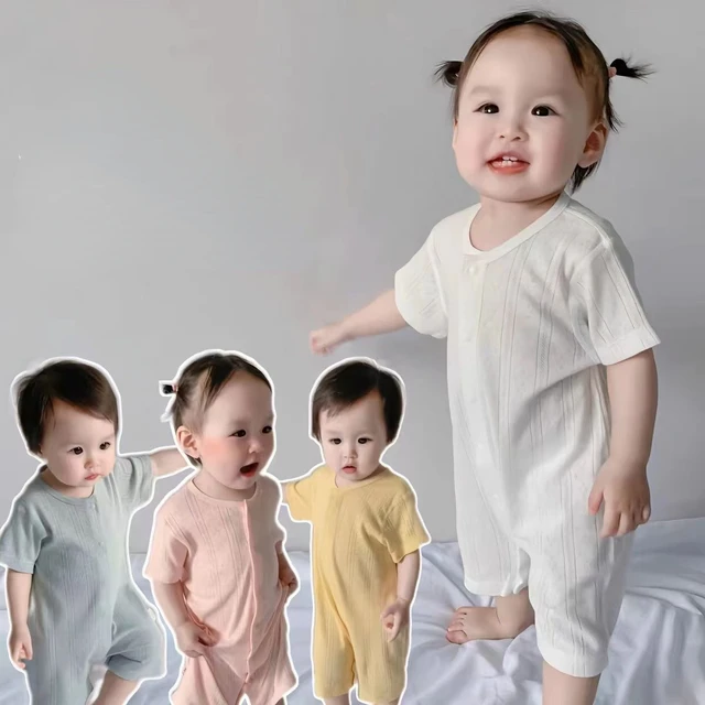 Baby Summer Jumpsuit Short Sleeve Ultra-thin Summer Clothes Crawling Clothes Newborn Air-conditioned Clothes Pajamas 1