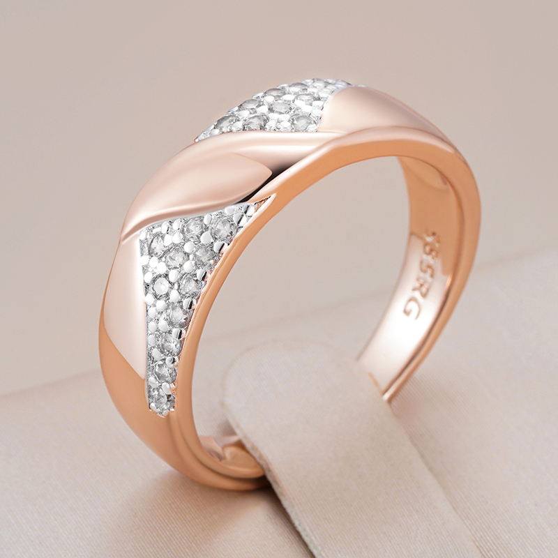 Kinel Hot Shiny Natural Zircon Vintage Rings For Women 585 Rose Gold Silver Color Mix Setting Design Daily Bride Wedding Jewelry
