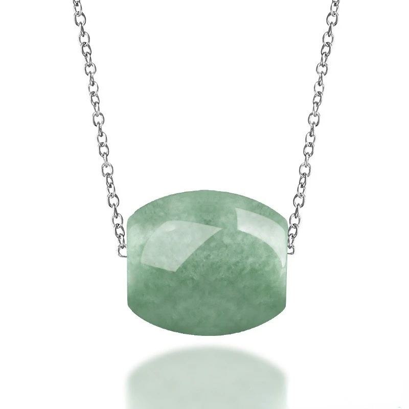 Jadeite Pendant Planted Bean Green Transfer Bead Female Jade Necklace S925 Silver Chain for 1 Real and Items