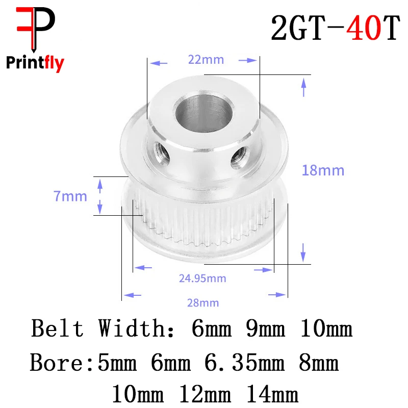 3D printer accessories 2gt synchronous pulley 2GT pulley BF 40 tooth GT2 pulley GT2 synchronous pulley6mm/9mm/10mm