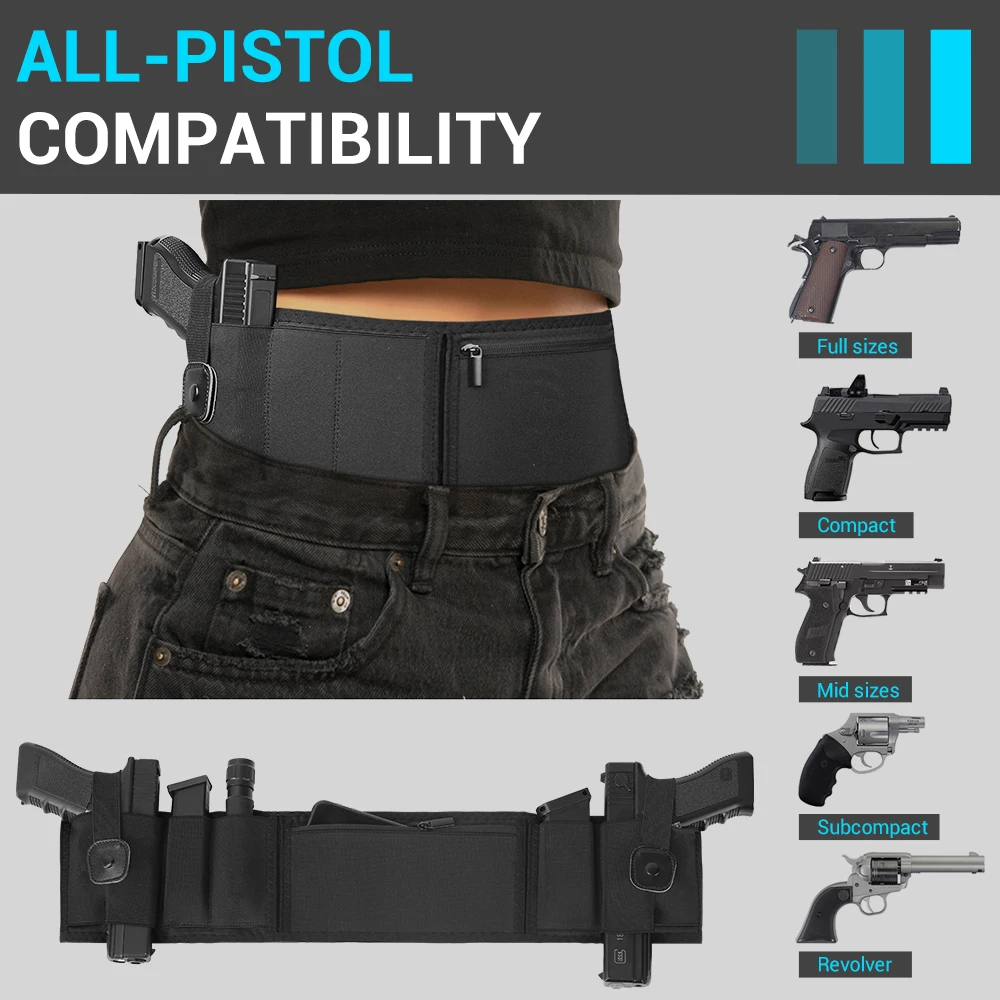 Tactical Belly Band Holster for Concealed Carry Waist Band Gun Holster for Left/Right Hand Pistol Holster Belt Handgun Holster 5