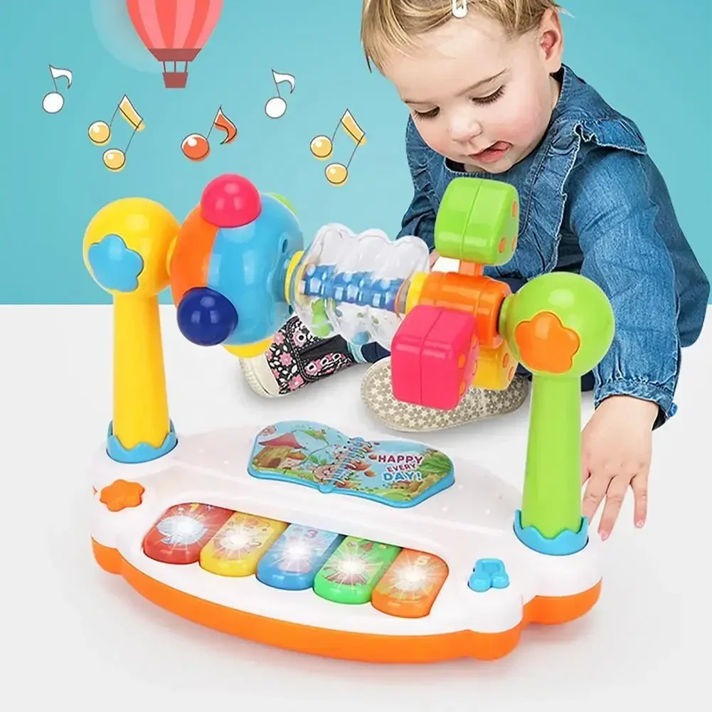 Music Electronic Organ Toys Early Education Baby Activity Set Piano 5 Keys Keyboard Toys for Kids Musical Instruments with Light 2