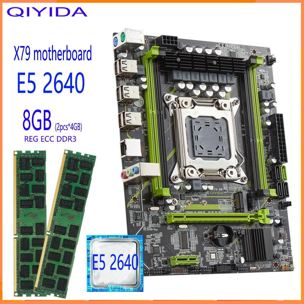 QiyidaX79 Motherboard Set, Xeon E52640 CPU, LGA2011 Combos, 2pcs x