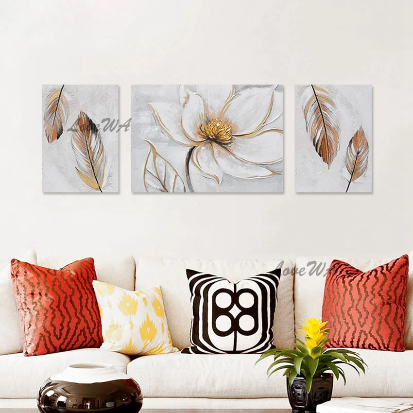 

Beautiful Flowers Abstract Wall Art, Home Decoration,Canvas Oil Painting Showpieces, New Design Murals, 3PCS Unframed Artwork