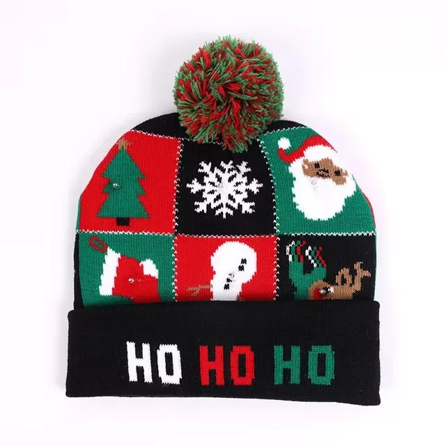 Festive Flashing LED Light-Up Christmas Hat - Snowman Winter Warm Knit Cap