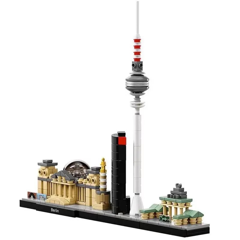 

Berlin Architecture City Skyline Building Blocks Set Tower Edifice Bricks Town Street View Assemble Toys For Kids Birthday Gifts