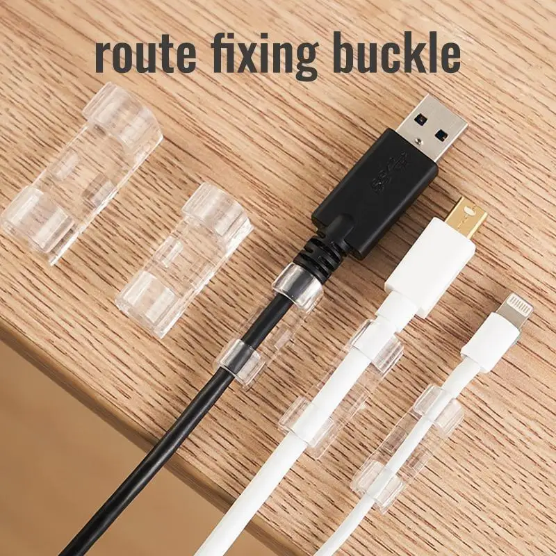 20 Pcs Clear Cable Clips Home Desktop Cable Management Cord Organizers Wall Clip
