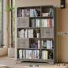 Bookshelf with Storage 3 Bins,70" Tall Bookcase,Arched 5-Tier Open Bookshelves and Bookcases,Farmhouse Wooden Billy Bookcase Dis 2