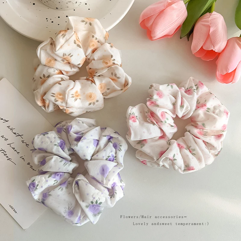 3pcsElegant Simple Style Hair Bands, Sweet Flower Hair Bundles, French Accessories, Gut Loop Bands