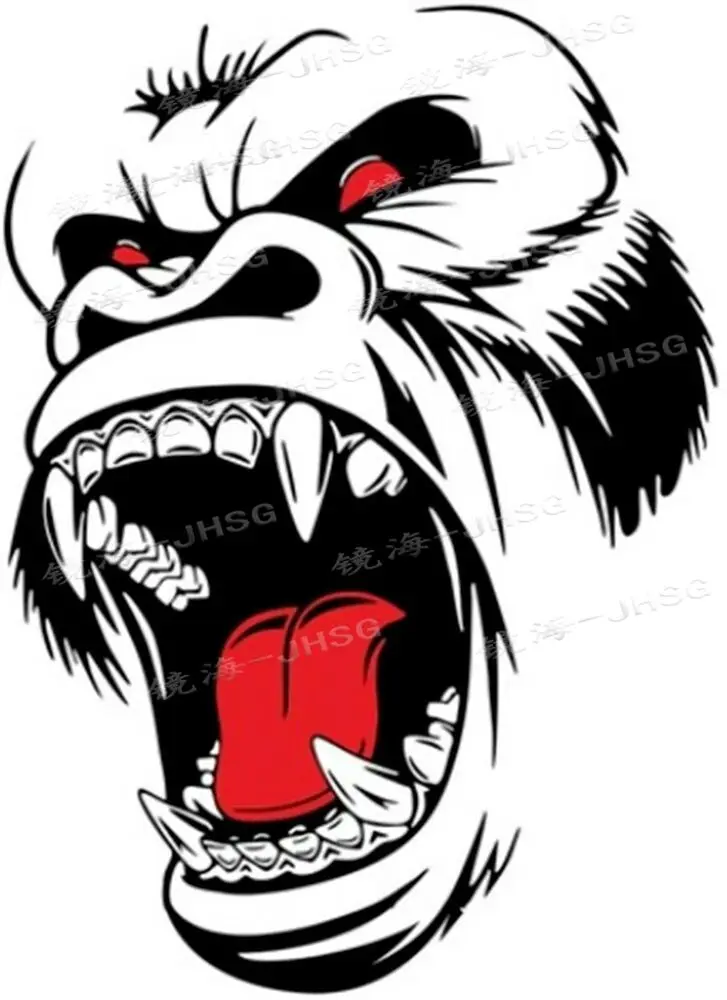 

Gorilla Vinyl Car Window Decal with Red Eyes and Tongue Laptop Sticker - Waterproof and Sunscreen PVC