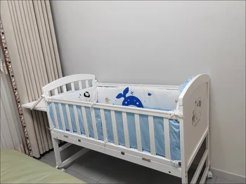 Lettino per Bambini in Legno Massello Bianco |   Culla Mobile Multifunzionale in Stile Europeo |   Culla per Neonati con Funzione Co-Sleeping per BB e Bambini