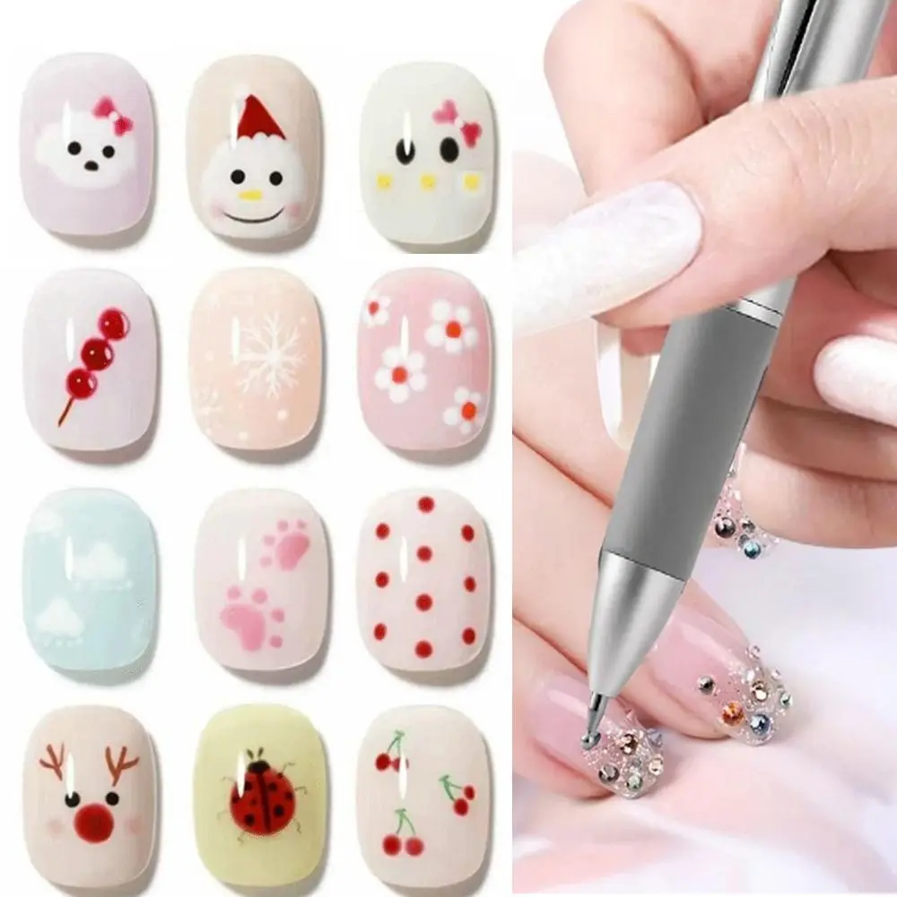 5-in-1 네일 아트 도팅펜 DIY 0.8/1.0/1.6/2.0mm 네일 도트 페인트 펜 프레스형 웨이브 도트 네일 아트 볼펜