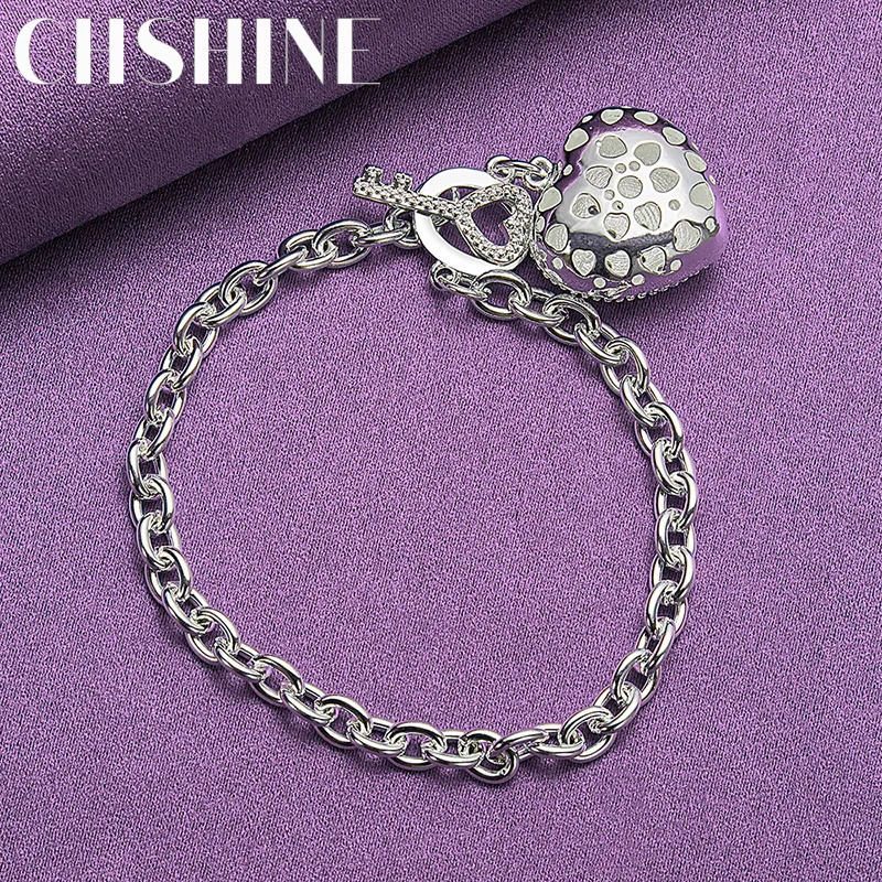 

CHSHINE 925 Sterling Silver Heart Pendant Bracelet Fashion Charm Gifts For Women High Quality Jewelry