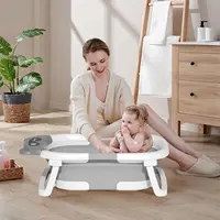 Foldable Baby Bath Tub with Cushion and Thermometer Set