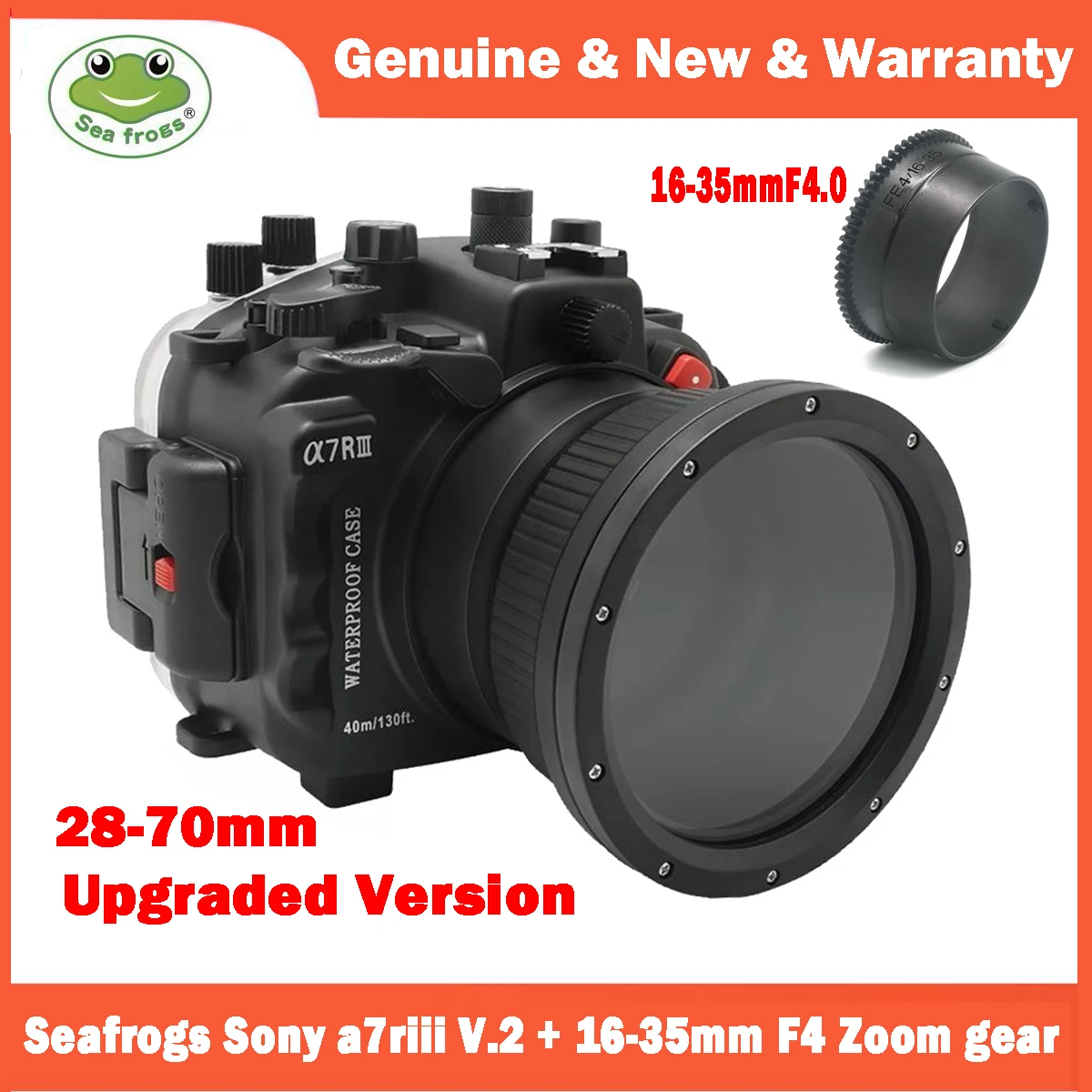 Seafrogs 40M/130Ft Custodia Per Fotocamera Subacquea Professionale V.2 Per Sony A7Iii A7Riii Con Anello Zoom Per Fe 16-35 F4