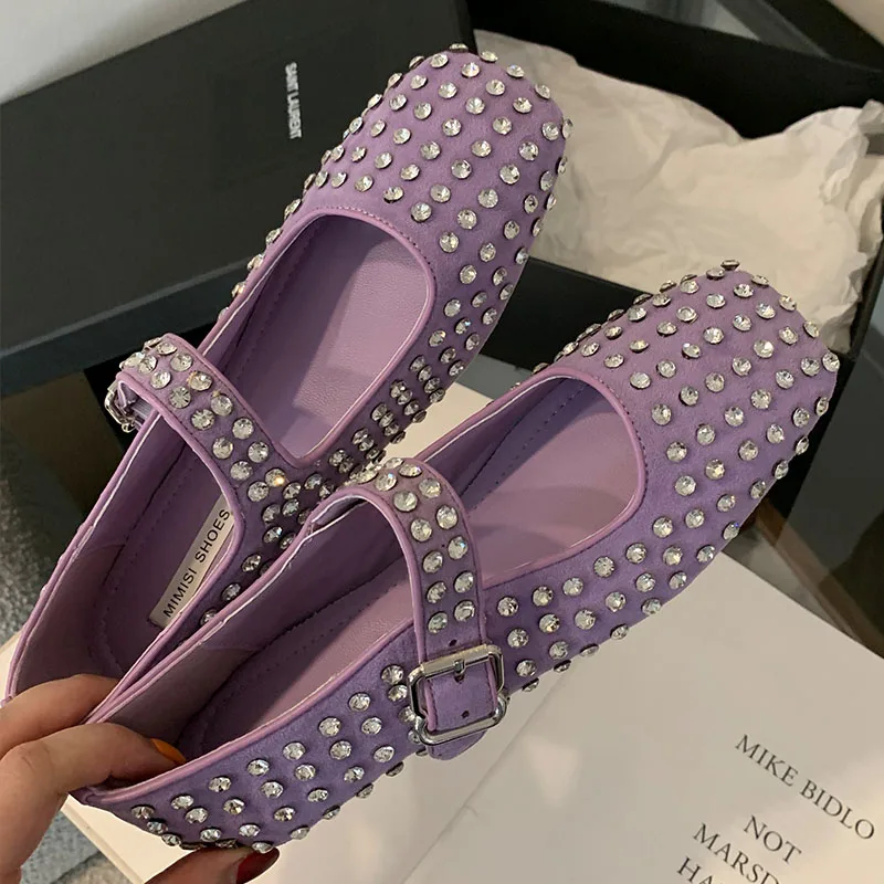 Ballerines Mary Jane Femme Bout Carré - Sangle à Boucle Réglable, Cuir Souple, Talon Plat, Style Rétro