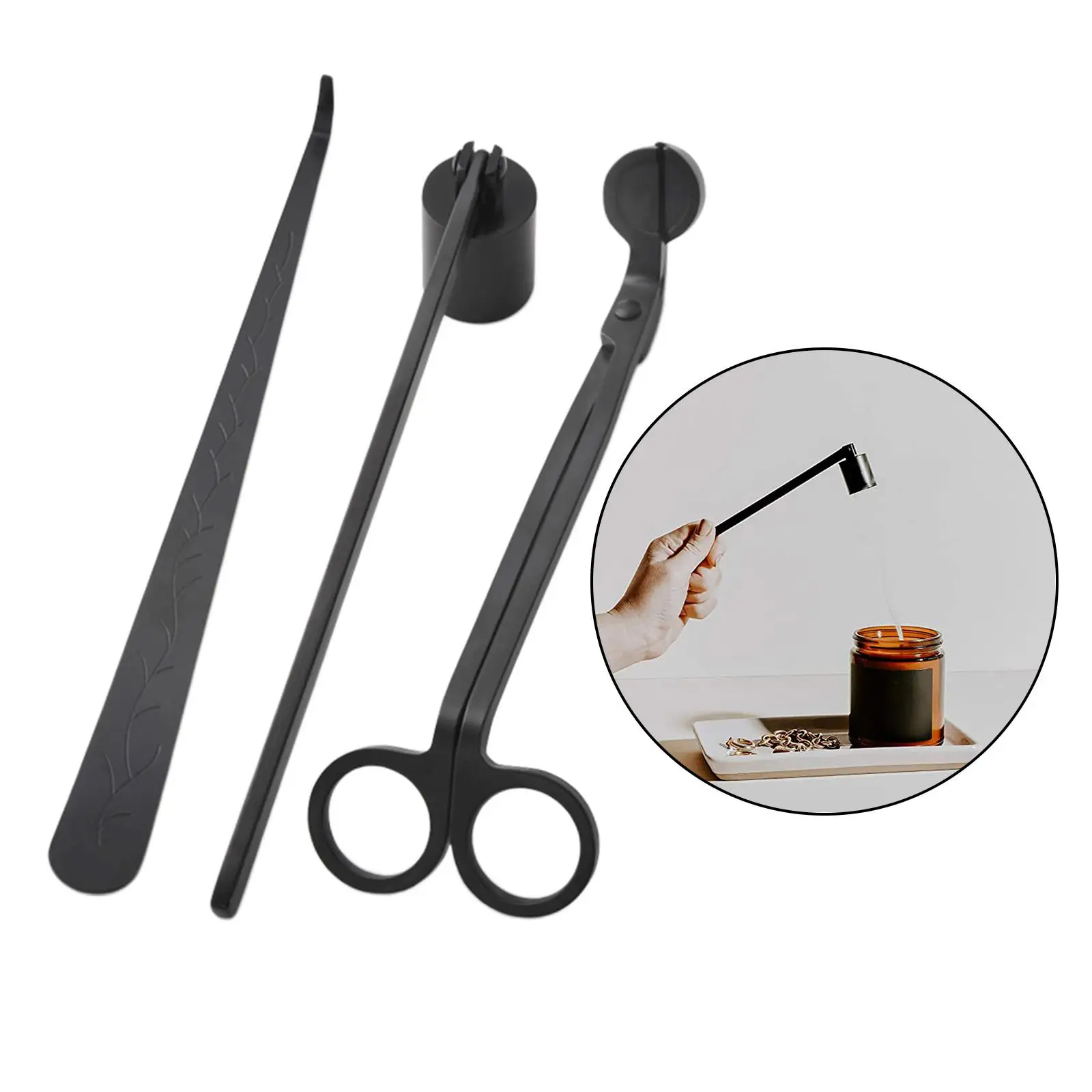 Candle Trimmer Snuffer Dipper Candlewick Extinguish Tool Care Kit 3Pcs