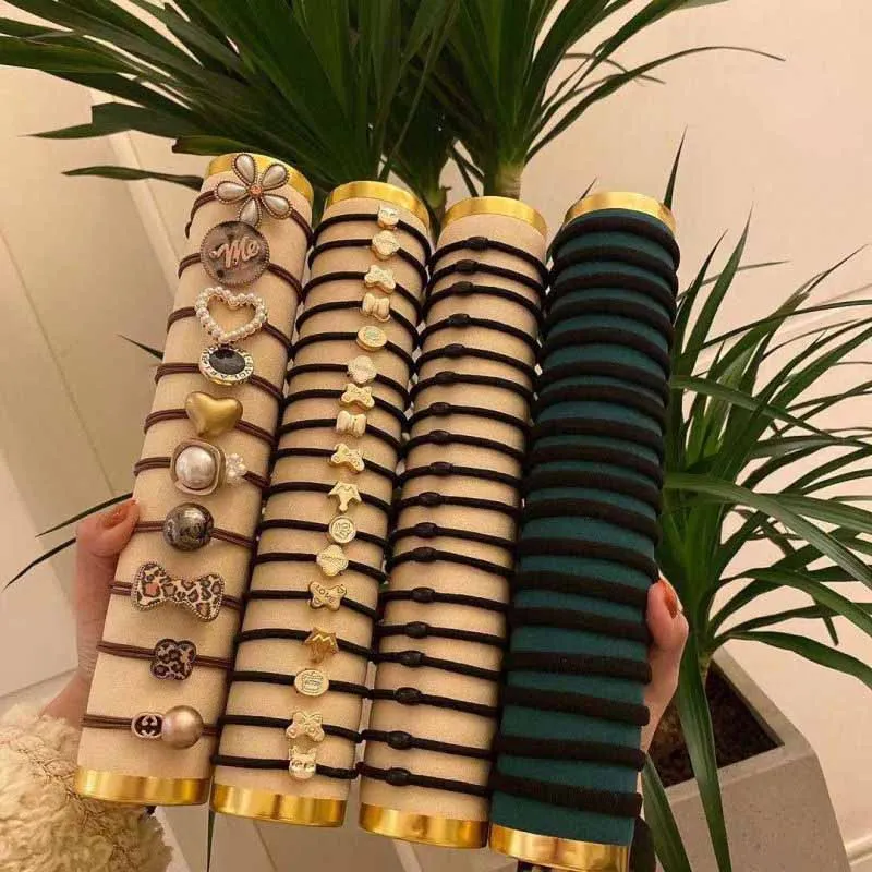 60 Pieces Set Of Simple Versatile Cartoon Cute Hair Rope Headband Female High Elasticity Rubber Band