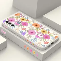 Colorful Flower Silicone Phone Case Cover for MOTO G32 (White)