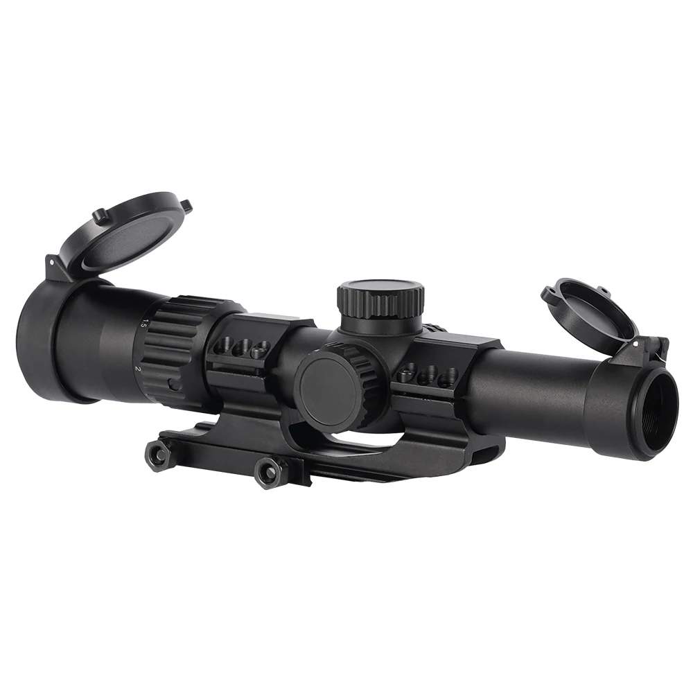 Tactical 1-6X24 Optical Sight Long Range Rifle Scope Red/Green Dot Laser Combo for Hunting Airsoft-Adjustable Focus