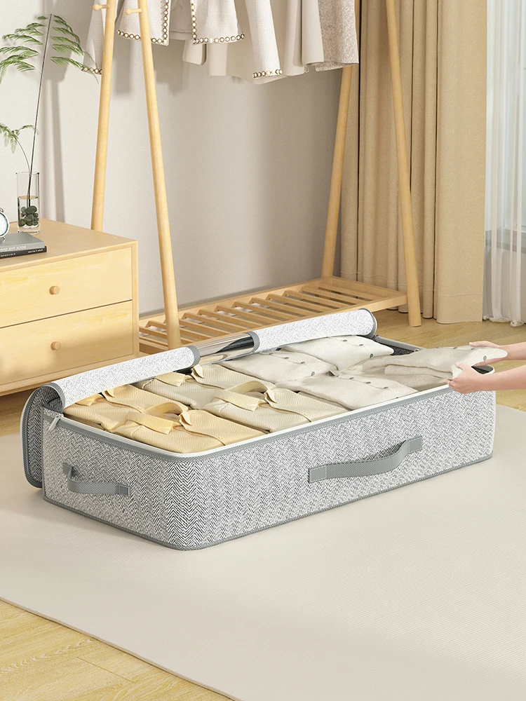 1PC gray clothing storage bag, bed bottom storage bag, quilt storage bag, large capacity organizing bag, with window storage bag 6