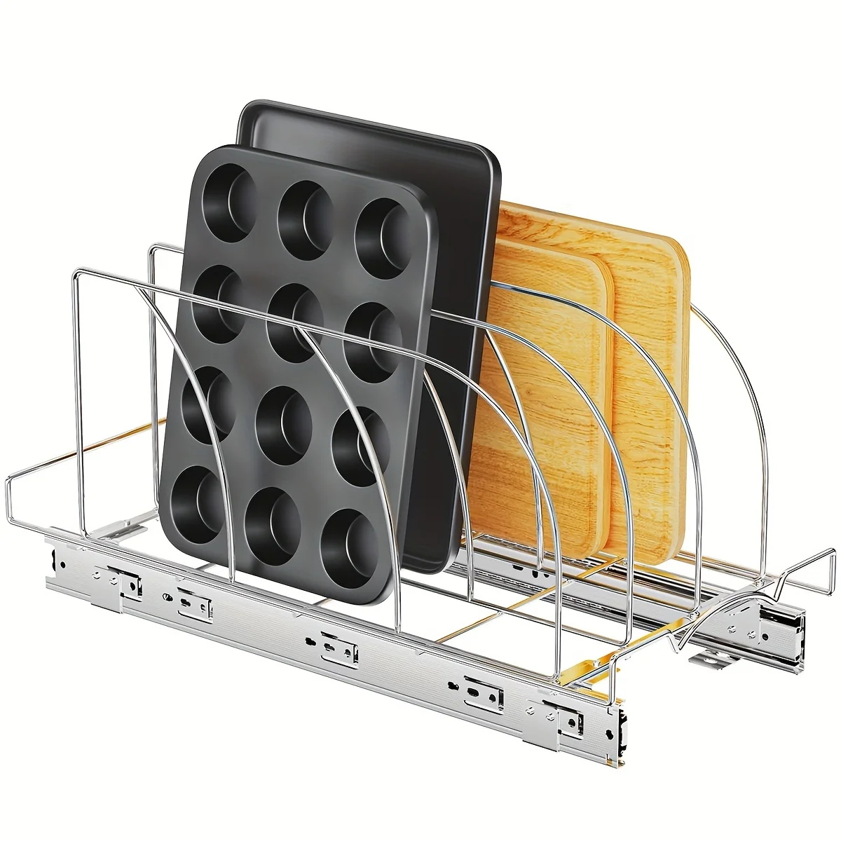 

1pc Dish Rack, Stainless Steel Slide Out Kitchen Utensil Storage Holder, Countertop Multi-grid Storage Organizer, For Kitchen Co
