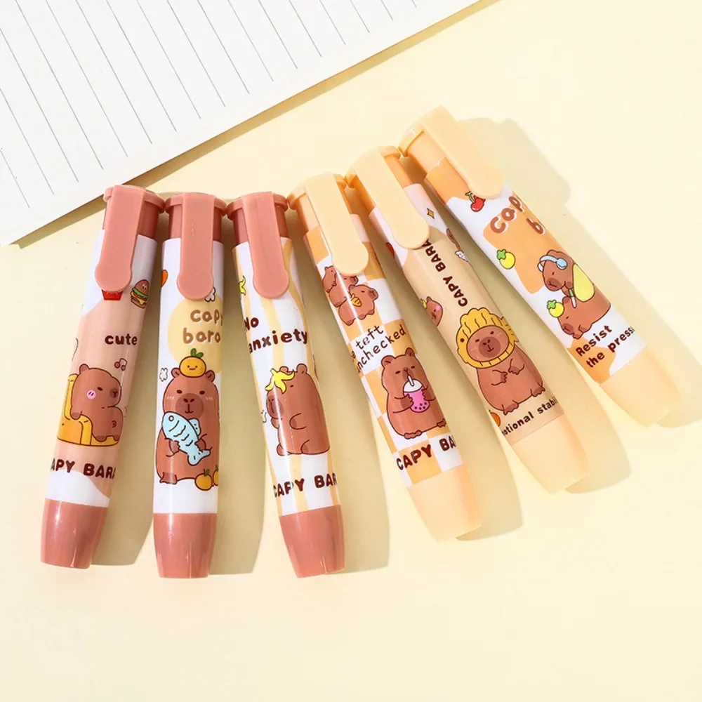1PC Cartoon Retractable Capybara Eraser Clean Stationery Pressing Pencil Eraser Soft Mechanical School Supplies