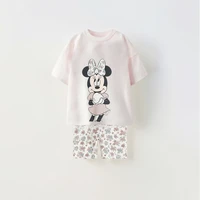 Minnie Tshirt Full Print Shorts Two Piece Set Toddler New Design Costume Kids Girls Cute Short Sleeve Outfits Thin Tees Shorts 1