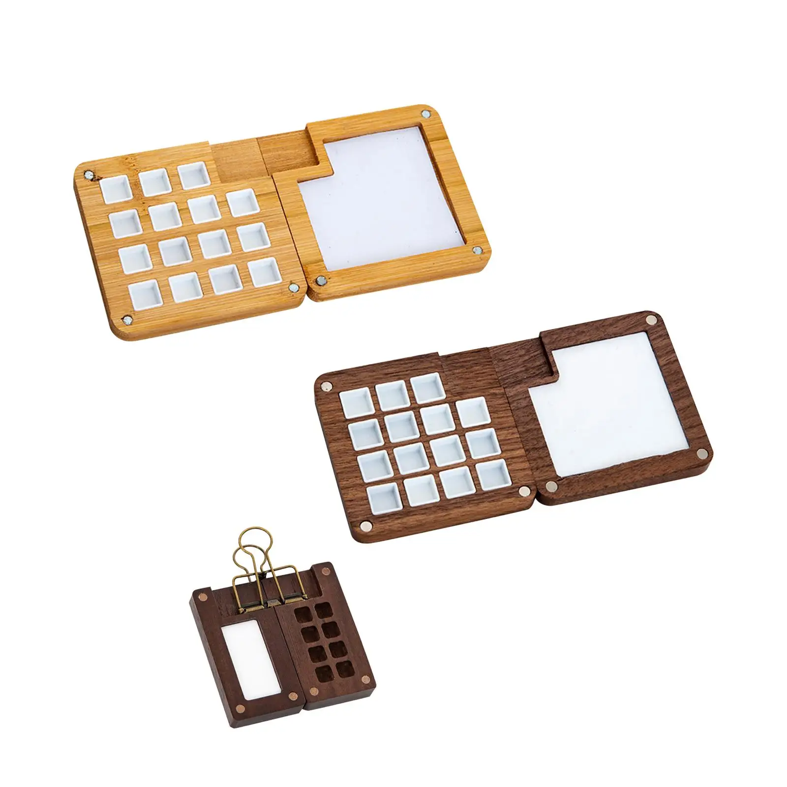 

Портативная палитра акварельных красок, дерево для акриловой краски, для гуаши, Искусственная елка с зоной смешивания, мини-лоток для краски, Пустая палитра красок