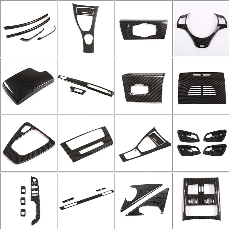 Para BMW Serie 3 E90 2005-2012 pegatinas de cubierta de decoración Interior de fibra de carbono para coche consola de tablero embellecedor de manija de puerta de cambio de marchas