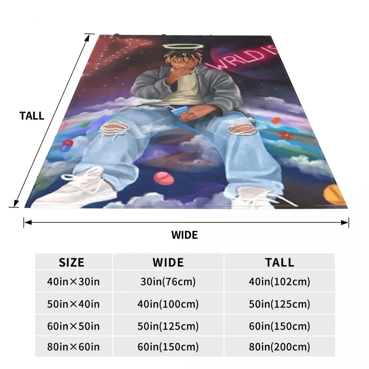 Juice Wrld Flannel Blanket Rapper Freestyle Colorful Super Warm Throw Blanket for Chair Sofa Bed Picnic Bedspread Sofa Bed Cover 6