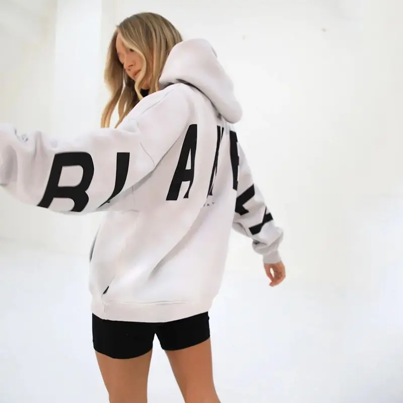 Y2k Letter Printed Loose Hoodies Women Long Sleeve Fashion Casual Streetwear Woman Sweatshirt Autumn Winter Lady Pullover 2024