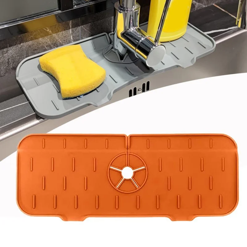 Foldable Sink Mat Silicone Kitchen Faucet Mat Faucet Splash Catcher Bathroom Countertop Protector For Sink Sponge Drain Rack