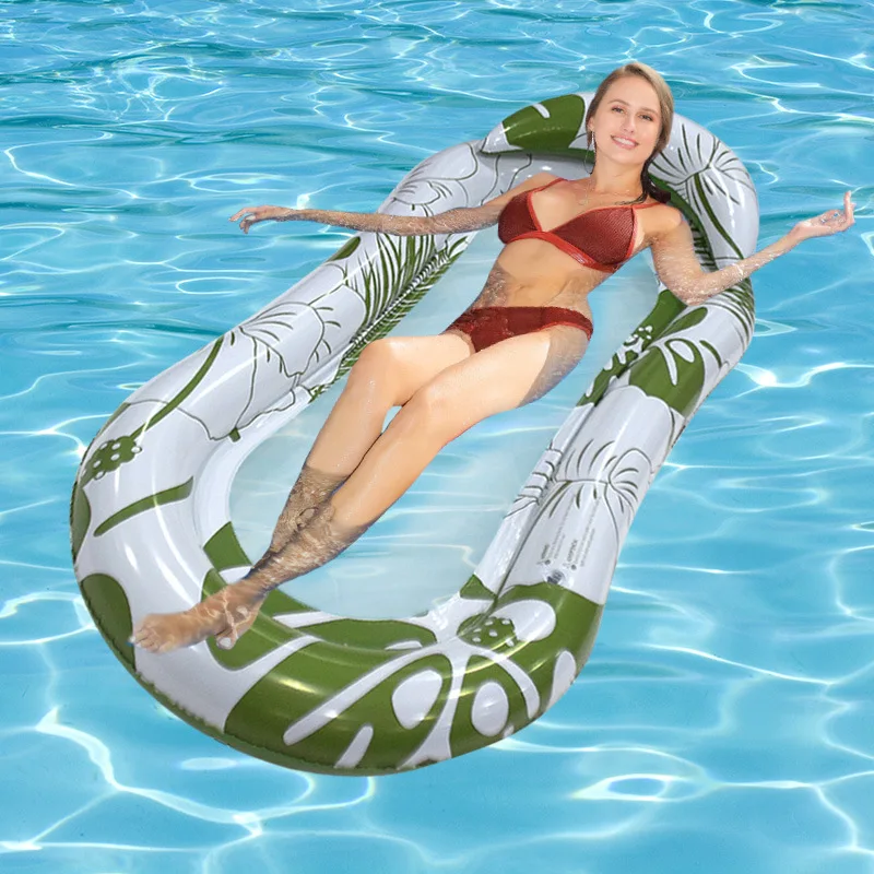 Floating Water Hammock Portable Swimming Air Mattress Foldable with Backrest Armrest Pool Accessories Inflatable Floating Row 5