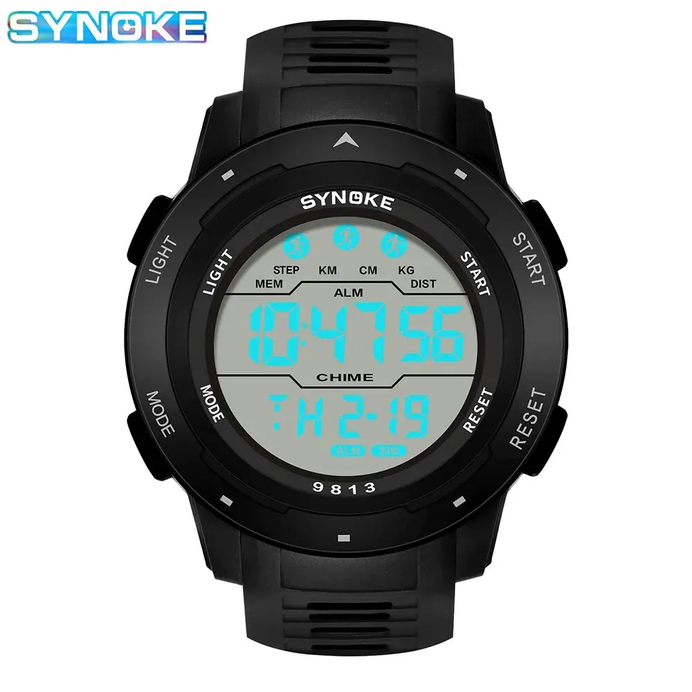SYNOKE Men Digital Watch Sports Watches Timing Function Alarm Clock Waterproof 50M Digital Watch Military Clock Large Screen 6
