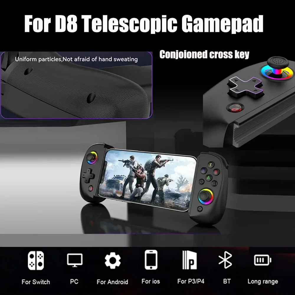 

gamepad bsp D8 RGB tablet Controller Wireless handle for Switch game Bluetooth stretching Joystick For P3 P4 Android IOS
