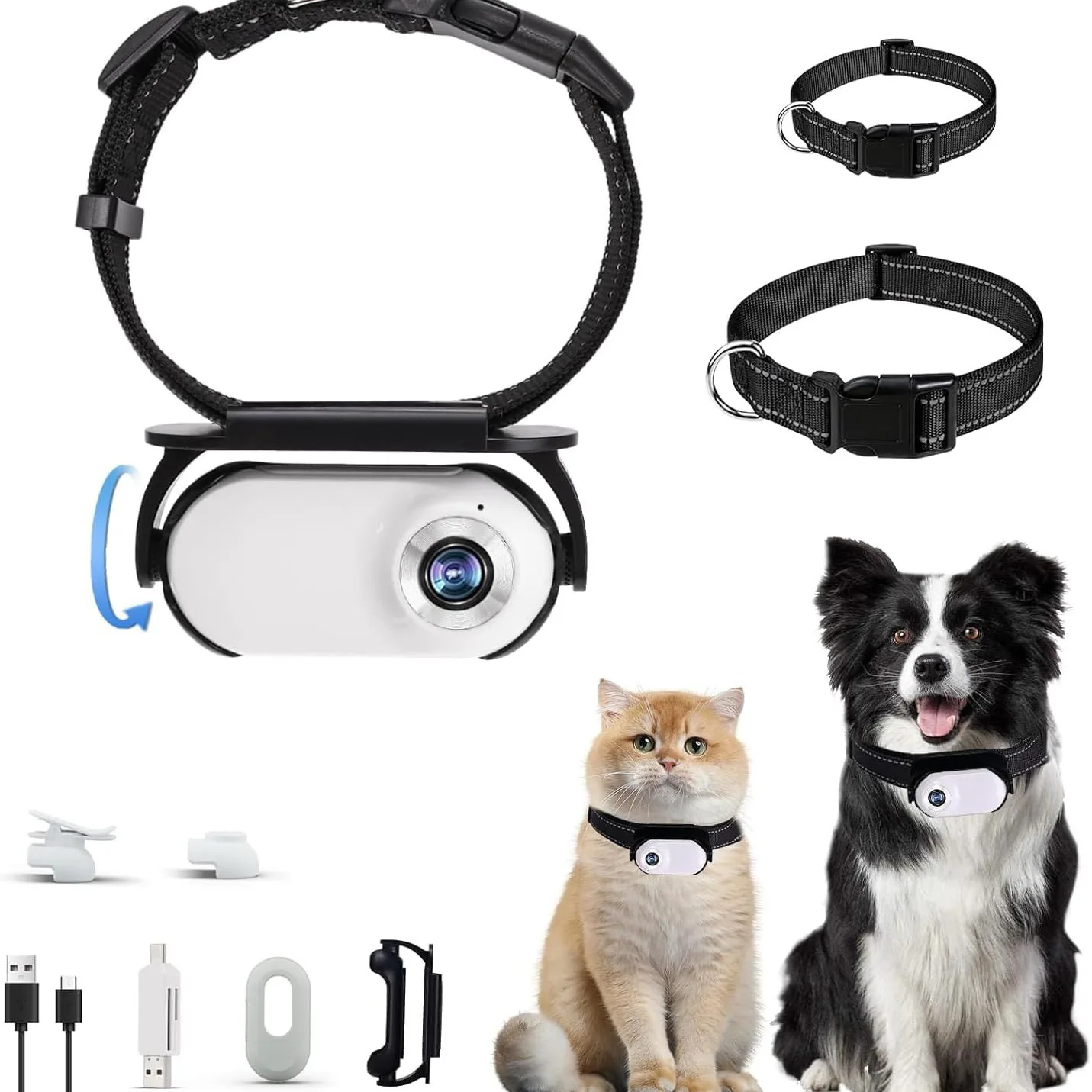 Dog Tracker Collar Cat Collars Camera Sport Action Camera Video Photo Records Mini Body Cam Pet Supplies HD 1080P