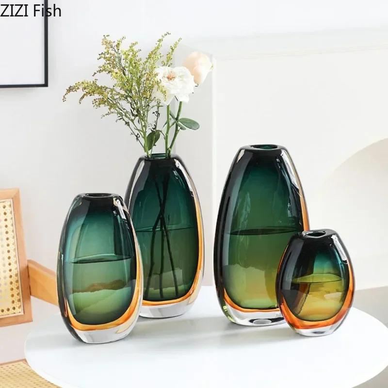 Multi-layer Painted Gradient Glass Vase Hydroponics Flower Pots Desk Decoration Artificial Floral Flowers Arrangement Vases 5