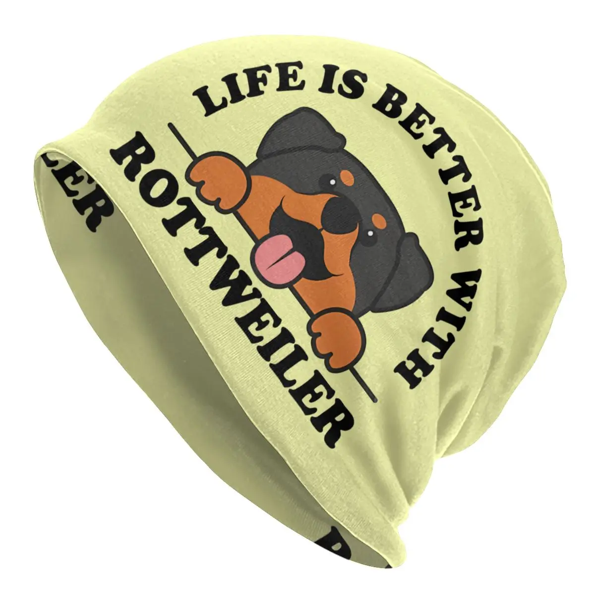 Rottweiler Dog Skullies Berretti Caps Life Is Better With Thin Hat Autunno Spring Bonnet Hats Uomo Donna Hip Hop Ski Cap