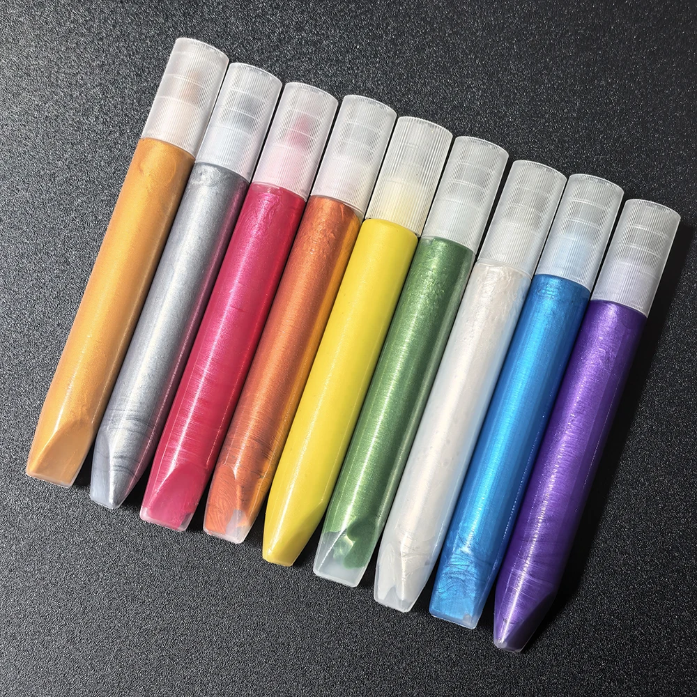 10ml 진주빛 아크릴 트레이싱 펜, 유리 페인팅용 3D 메탈릭 색소 함유, 골드 & 실버 3D 아웃라인 펜