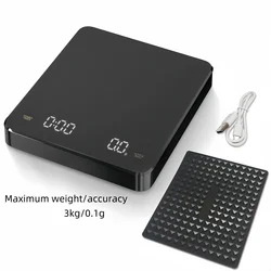 High-Precision LED Coffee Scale with Waterproof Pad and USB Timing (Black)